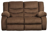 Tulen Gray Chenille Reclining Loveseat - Ella Furniture