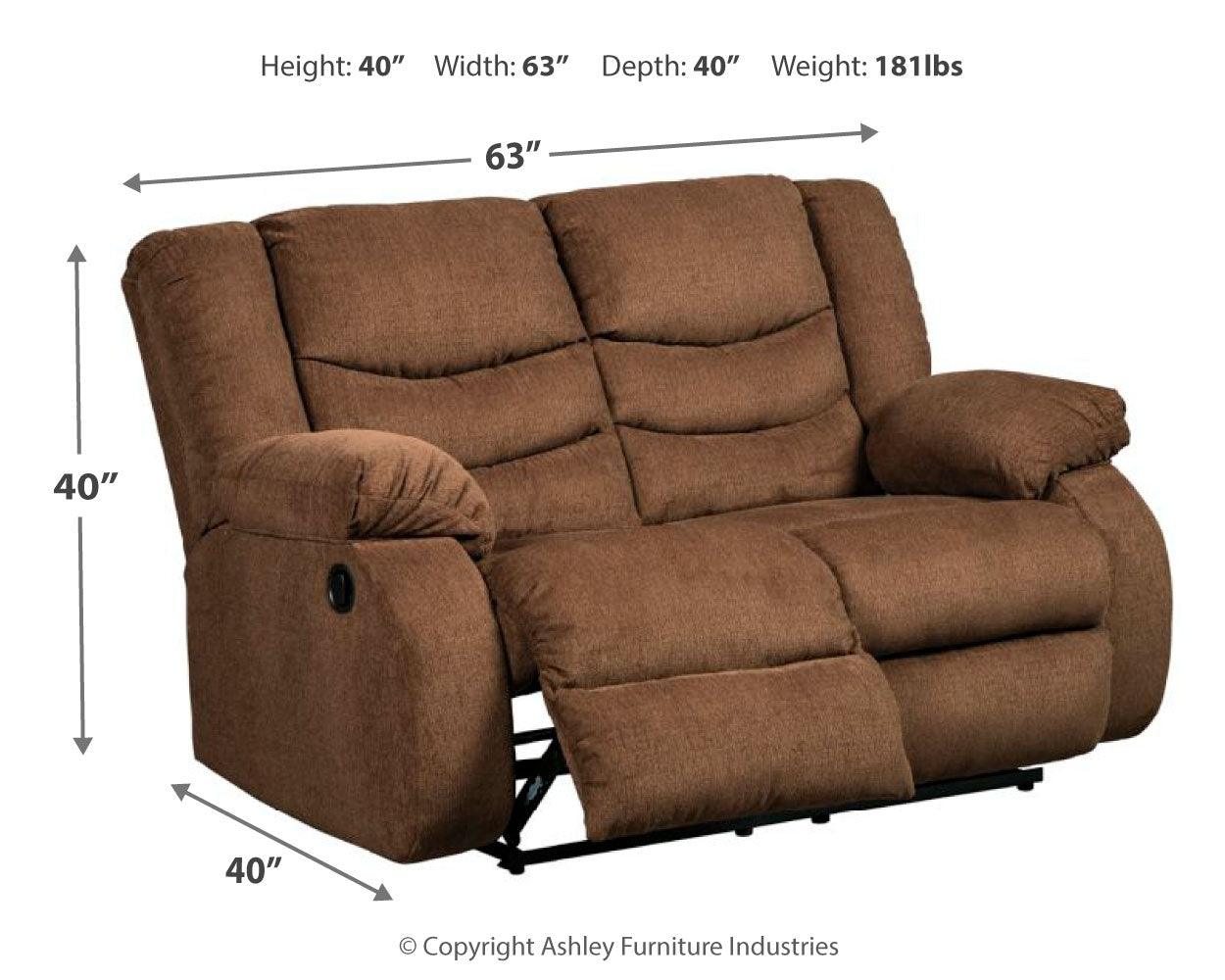 Tulen Gray Chenille Reclining Loveseat - Ella Furniture