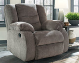 Tulen Gray recliner detailed upholstery