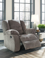 Tulen Gray Chenille Recliner - detailed fabric close-up