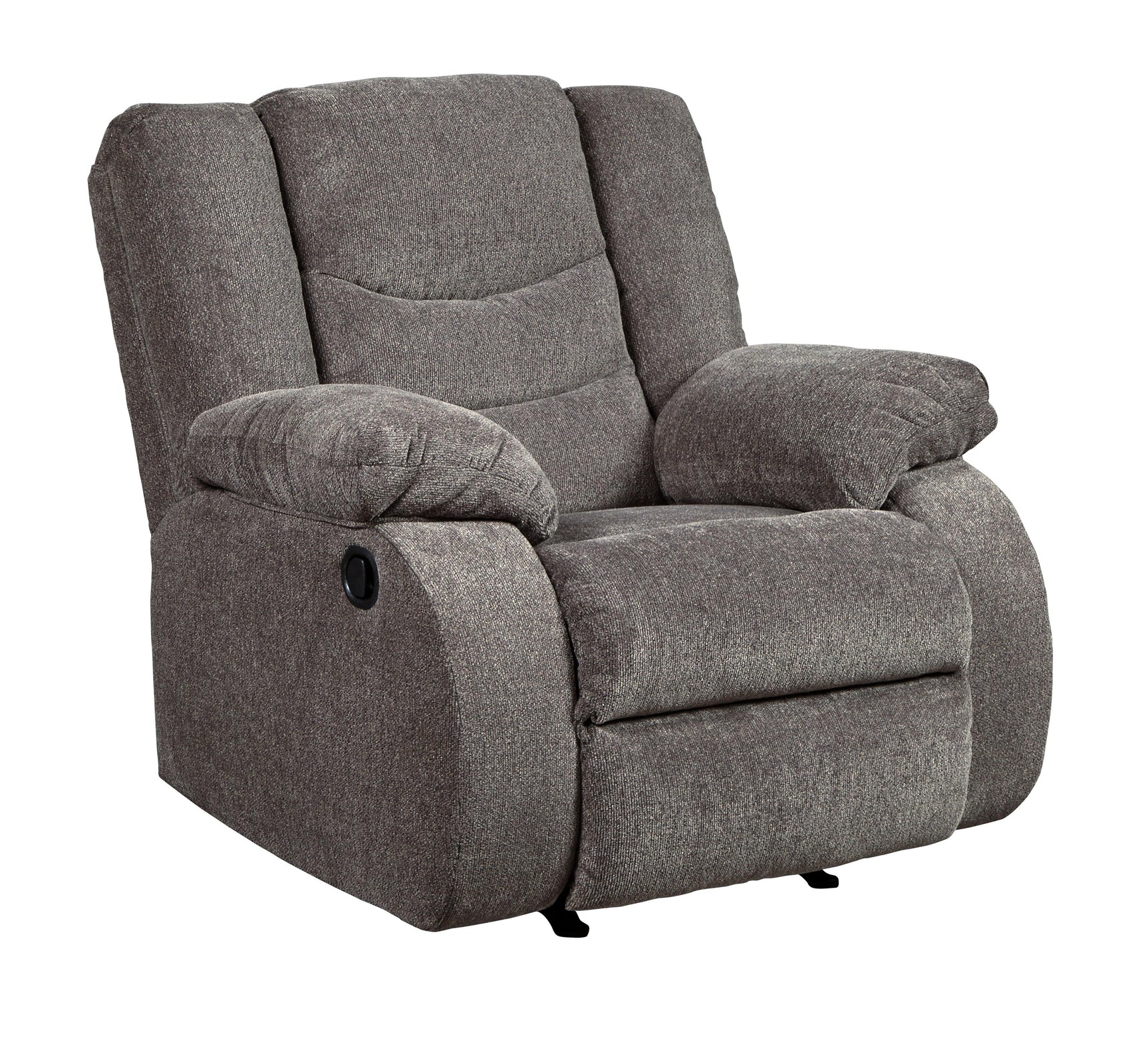 Tulen Gray Chenille Recliner - side view