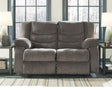 Tulen Gray Chenille Reclining Loveseat - Ella Furniture