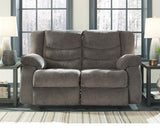 Tulen Gray Chenille Reclining Loveseat - Ella Furniture