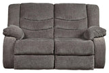 Tulen Gray Chenille Reclining Loveseat - Ella Furniture