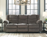 Tulen Gray Chenille Reclining Sofa angled view