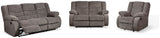 Tulen Gray reclining loveseat angled side view