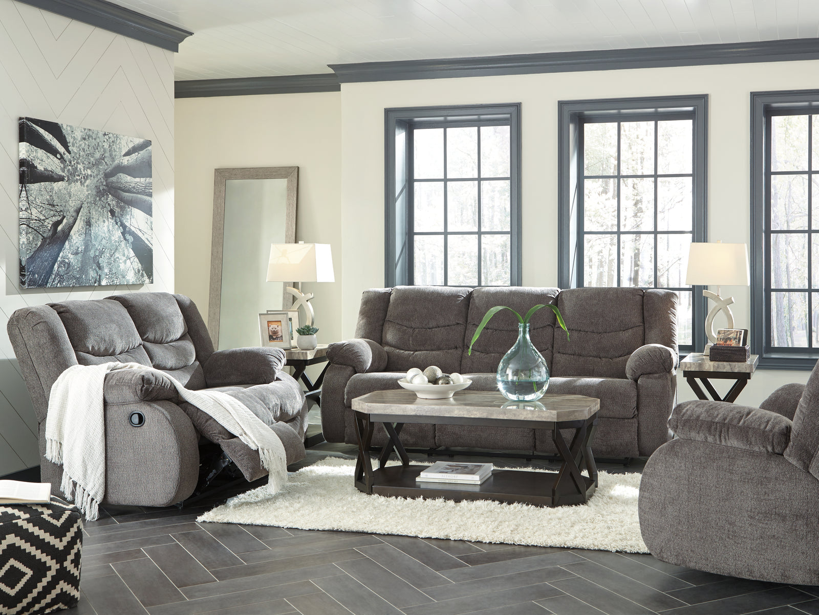 Tulen Gray Sofa, Loveseat and Recliner