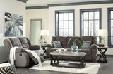 Tulen Gray Chenille Reclining Sofa pillow detail