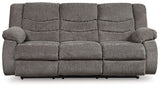 Close-up of soft gray chenille upholstery