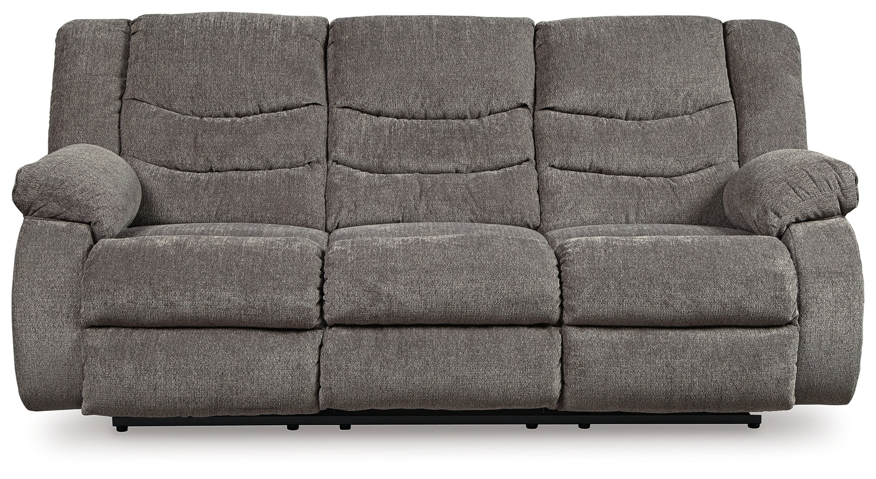 Close-up of soft gray chenille upholstery