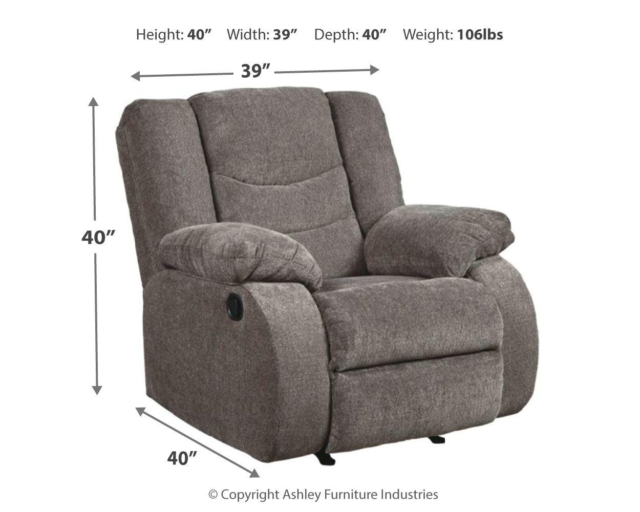 Tulen Gray Chenille Recliner - front angle view