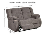 Tulen Gray Chenille Reclining Loveseat - Ella Furniture