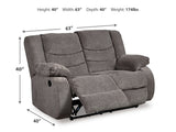 Reclining loveseat side profile