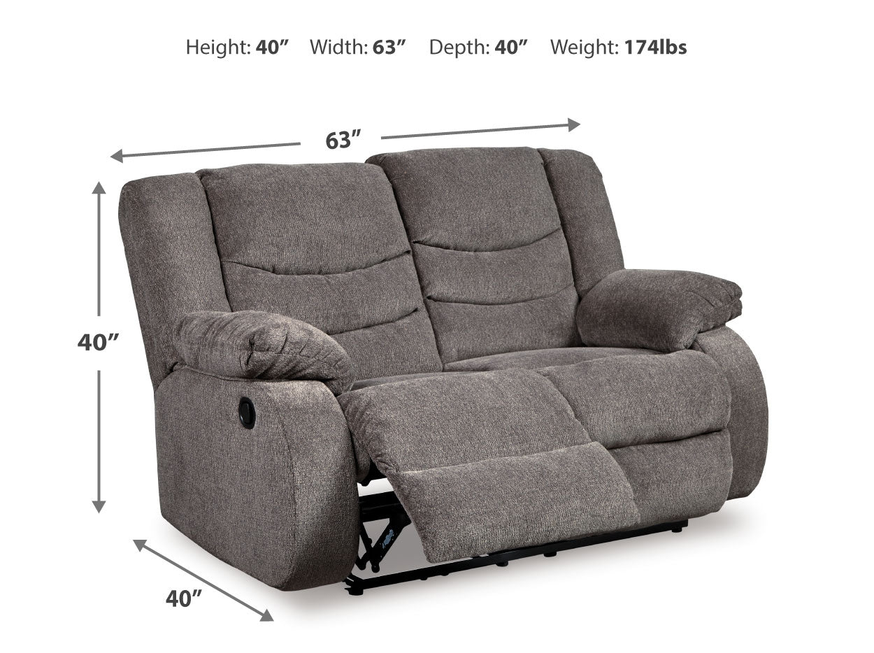 Reclining loveseat side profile