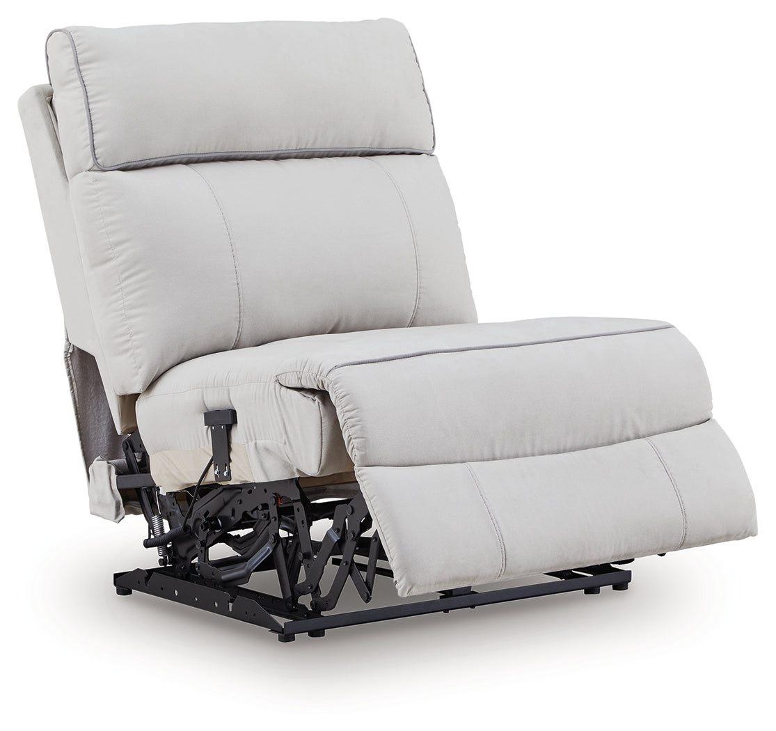 Side angle showing left-arm-facing power recliner with Easy View headrest