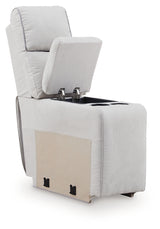 Open power recliner with footrest extended