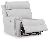 Open recliner footrest with upholstery details