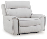 Social Pointe Pearl/Ash Chenille Power Recliner side view