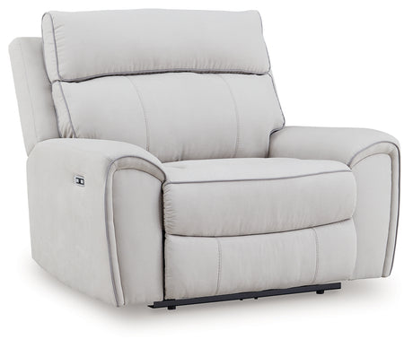 Social Pointe Pearl/Ash Chenille Power Recliner side view