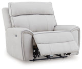 Social Pointe Pearl/Ash Chenille Power Recliner reclined position