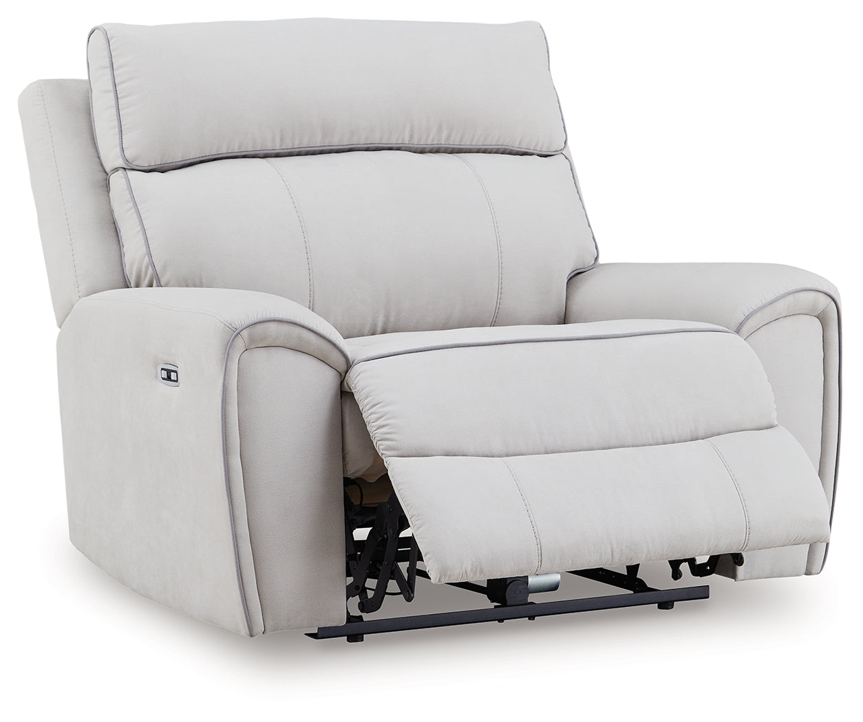 Social Pointe Pearl/Ash Chenille Power Recliner reclined position