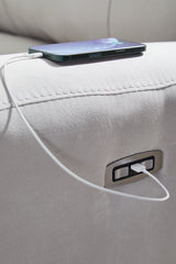 Close-up of power recliner USB port