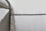 Detail of chenille fabric and contrasting welting