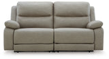 Narwhal Place reclining loveseat showing left-arm reclining position