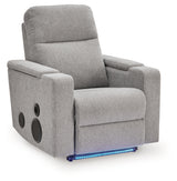 Side angle of Pineland Pewter Power Glider Recliner