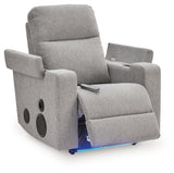 Pineland Recliner fully reclined with audio system visible