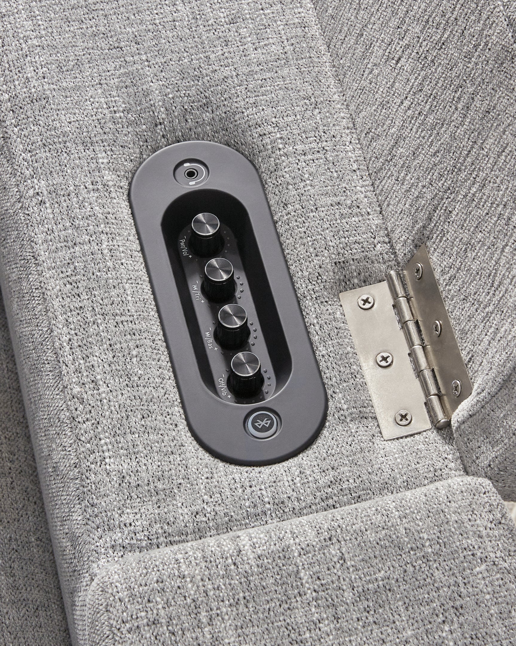 Audio speaker detail on Pewter recliner