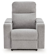 Side profile of Pineland Pewter Power Glider Recliner