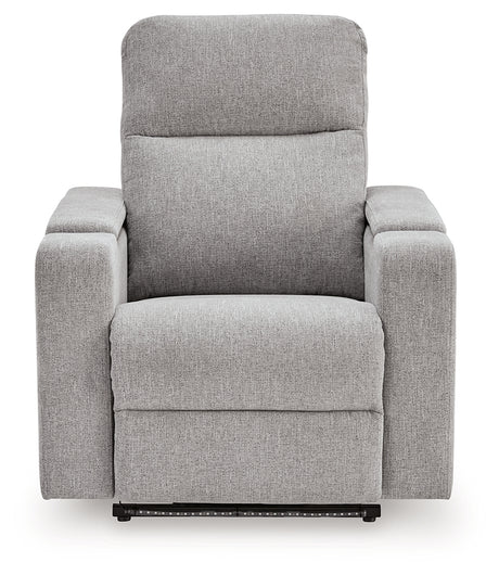 Side profile of Pineland Pewter Power Glider Recliner