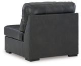 Side angle showing sectional sofa with ottoman