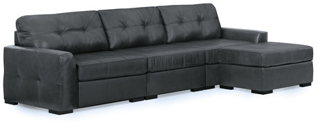 Side view of Brindley Fog Pier sectional sofa with ottoman