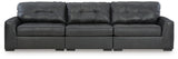 Brindley Pier Fog Leather 3-Piece Sectional Sofa side view