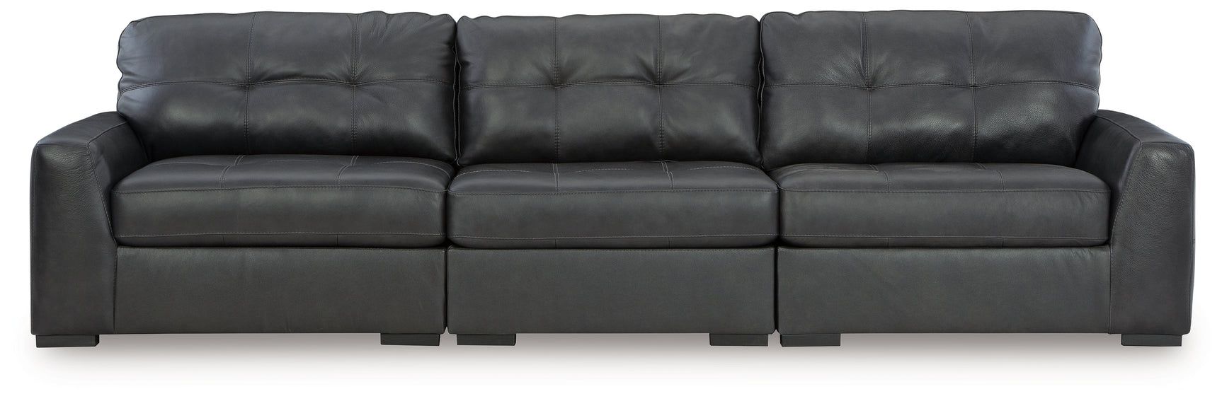 Brindley Pier Fog Leather 3-Piece Sectional Sofa side view
