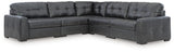 Side view of Brindley Pier Fog Leather 5-Piece Sectional