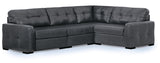 Room view of Brindley Pier Fog Leather sectional sofa