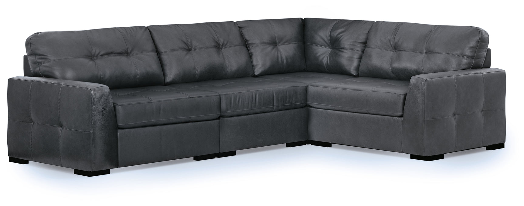 Room view of Brindley Pier Fog Leather sectional sofa