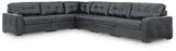 Brindley Pier Fog Leather 6-Piece Sectional sofa side angle view