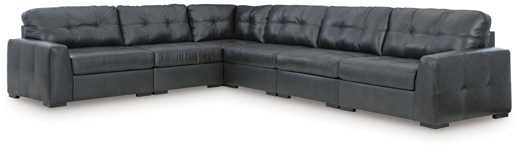 Brindley Pier Fog Leather 6-Piece Sectional sofa side angle view