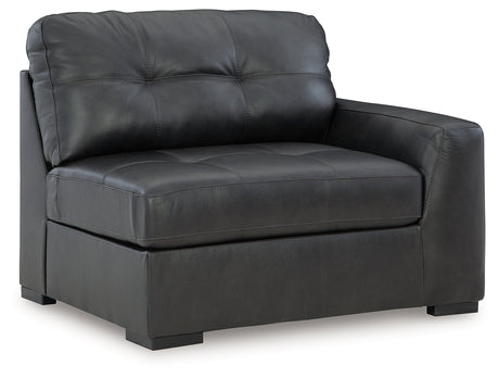 Angled front view of 3-piece sectional with ottoman