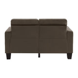 Latana Chocolate Fabric Tufted Love Seat back view