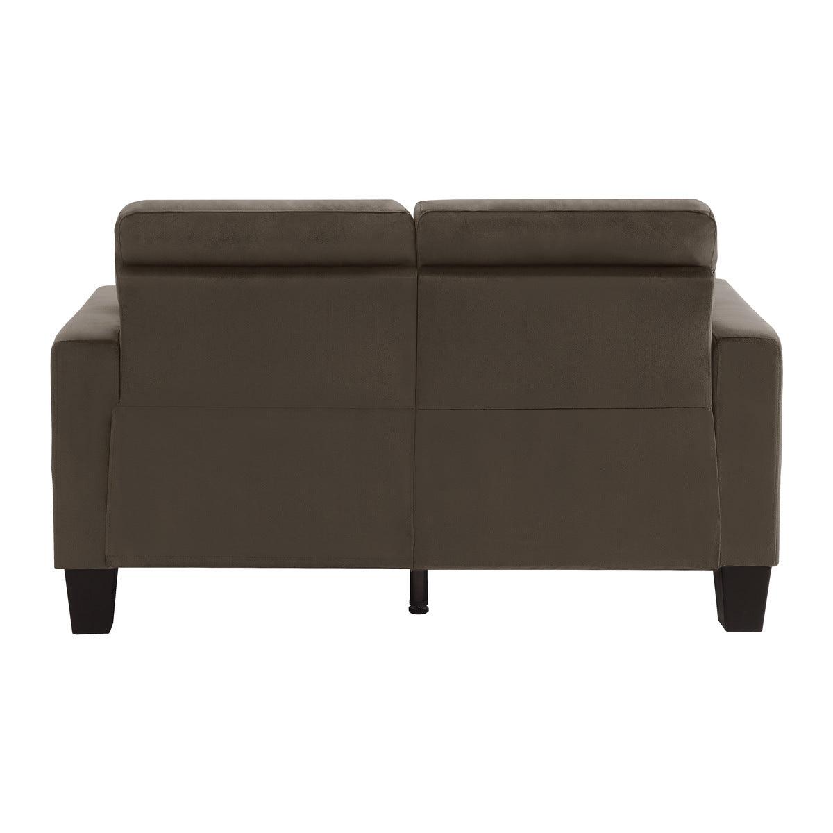 Latana Chocolate Fabric Tufted Love Seat back view