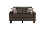 Side angle of Lantana chocolate fabric sofa
