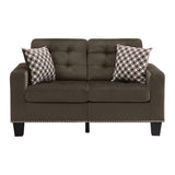 Latana Chocolate Fabric Tufted Love Seat front view