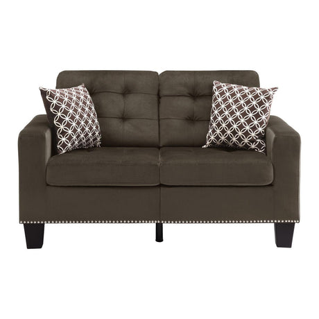 Latana Chocolate Fabric Tufted Love Seat front view