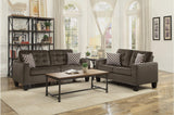 Main view of Lantana chocolate fabric tufted sofa and loveseat set