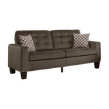 Side angle of Lantana Chocolate Fabric Tufted Sofa